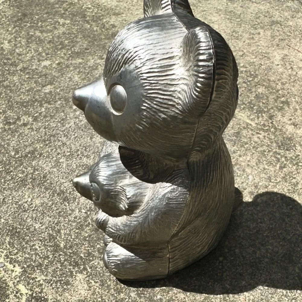 🐻🤎Vintage Metallic Bear Mom & Baby Figurine Decorative Bank 🐻 Beartastic!! 🤎